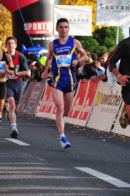 Zieleinlauf Halbmarathon-SM Lausanne vom 30.10.2011