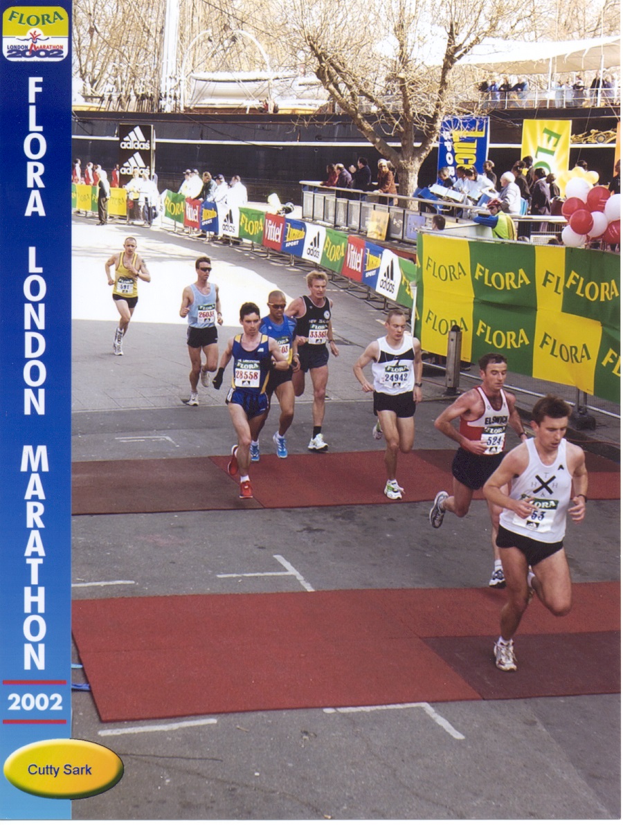 London Marathon vom 14.04.2002 (Cutty Sark km 10)  42,195 km in 2:32:39